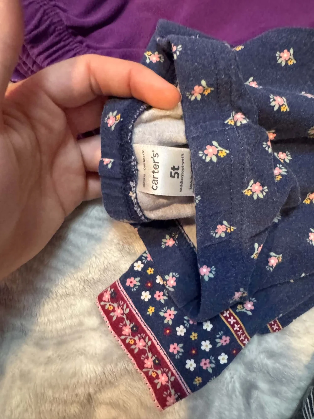 Carter's Navy Floral Girls' Leggings with Pink Border